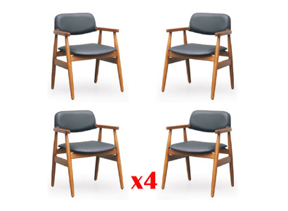 Set di sedie imbottite per l'arredamento del soggiorno in legno, 4 sedie per il gruppo da pranzo.