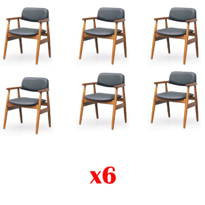 Hai impostato 6 set di sedie con braccioli in legno.