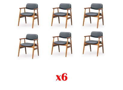 Hai impostato 6 set di sedie con braccioli in legno.