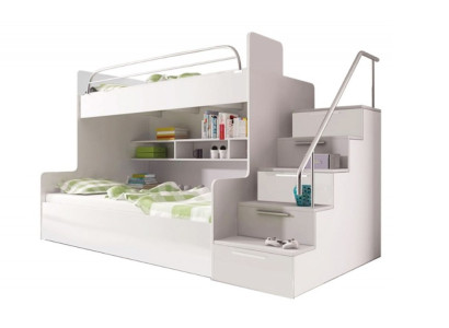 Letto a castello per la stanza dei bambini, letti a castello, letto a soppalco, mobili laccati bianchi.