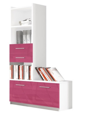 Mobile libreria libraccio per camera dei bambini camera degli adolescenti bianco rosa lucido