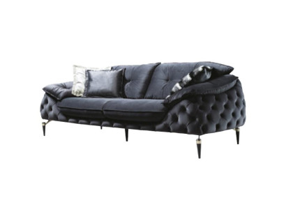 Divano Chesterfield con rivestimento in legno tessuto, set di sedute 331 imbottite.