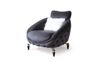 Poltrona Chesterfield monoposto nera design di lusso per soggiorno.