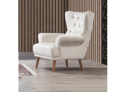 Poltrona 1 posto Bianca Soggiorno Tessuto Design Chesterfield Poltrona con poggiatesta