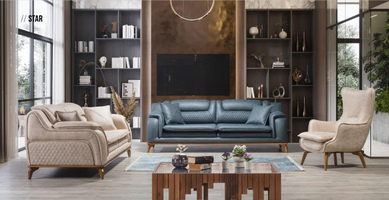 Divano Blu 3 posti Divano Soggiorno Design Chesterfield Stile Italiano Mobili