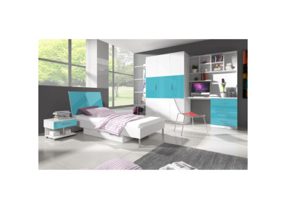 Camera per bambini design Camera da letto per ragazzi Camera da letto Tavolo Letto Comò Armadio 5 pezzi