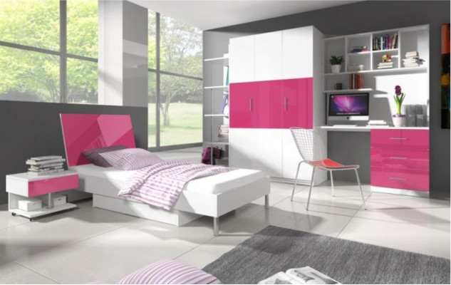 Letti Letto moderno per bambini Letto per ragazzi per ragazze Letto in legno Letto laccato rosa