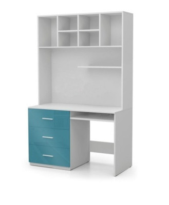 Tavolo d'ufficio con cassetto, scrivania per PC di stile moderno 2 pezzi con armadio tavoli