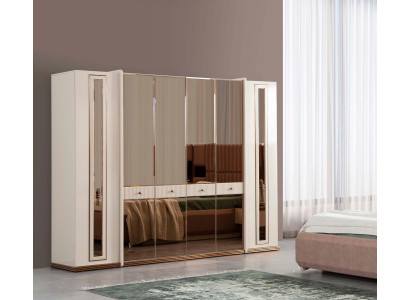 Armadio a sei ante Beige in legno Armadio per vestiti