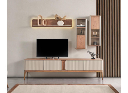 Mobile porta TV basso, armadio, tavolino da salotto, soggiorno moderno, legno beige