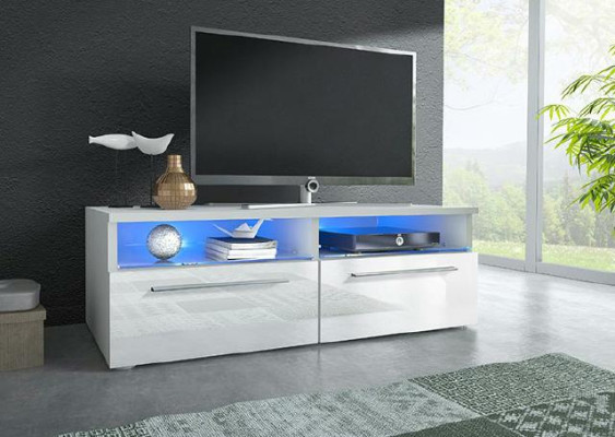 Mobile porta TV a LED basso in pannello TV con inserto lucido a LED da parete al supporto TV.