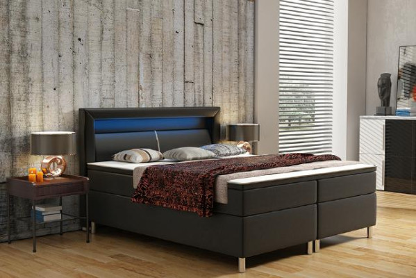 Letto a boxspring Box Hotel con materasso viscoelastico e materasso in pelle Letto matrimoniale