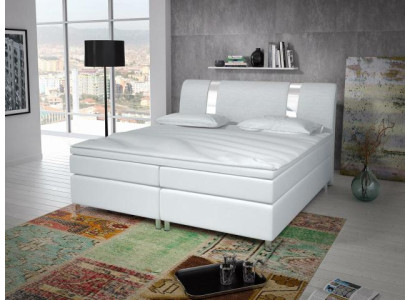 Letto Boxspring Box Hotel con materasso in visco e pelle, letto matrimoniale.