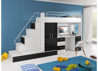 Camera per ragazzi Letto Letto a castello Scrivania Armadio RAJ 5S