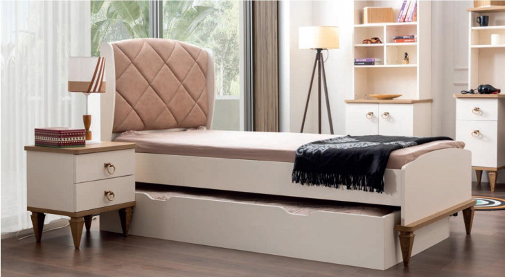 Camera da letto unisex per ragazzi Set letto comodino libreria scrivania 5 pezzi Nuovo