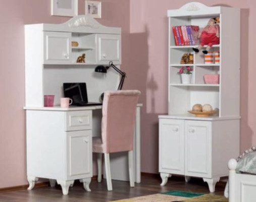 Set camera da letto per bambini Bianco Elegante design scrivania Libreria in legno Mobili Nuovi