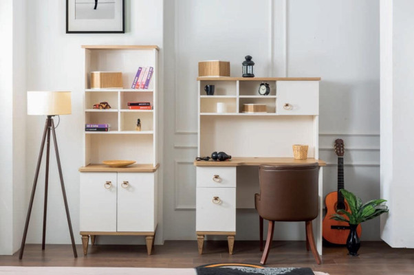 Büro Set Scrivania Beige Libreria Scrivanie Scrivania Design 2 pz. Nuovo