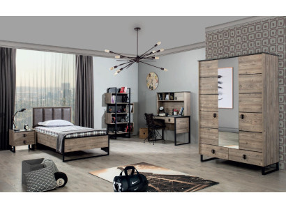 Letto loft design per camera da letto con testiera imbottita in legno, nuovo telaio letto.