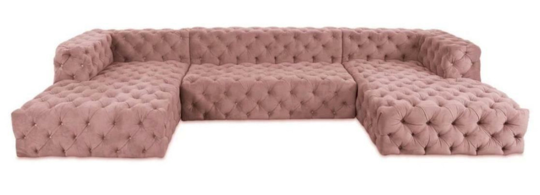 Chesterfield Divano a forma di U Grigio XXL Tessuto Tessuto Divani di lusso Mobili Imbottiti