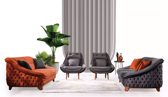 Divano 3+3+1 posti Chesterfield Set di divani da soggiorno completo 3 pezzi