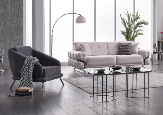 Set salotto con divano tre posti e poltrona stile lussuoso 3+1 posti