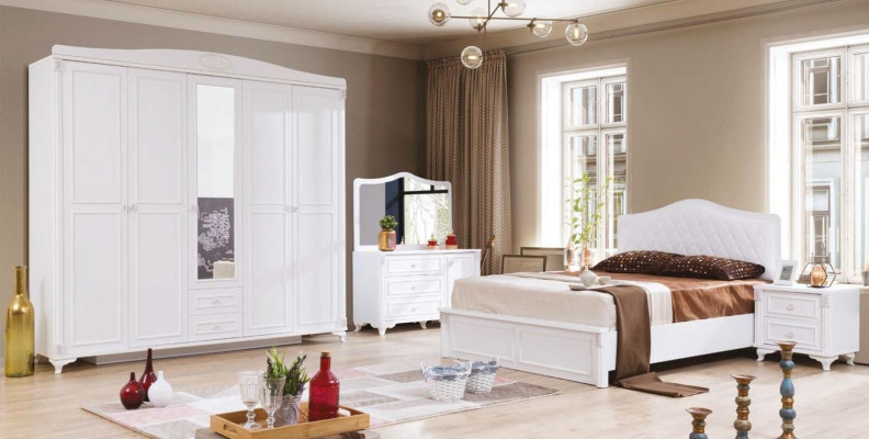 Camera da letto Mobili Armadio in legno Armadio Stile country Bianco Nuovo