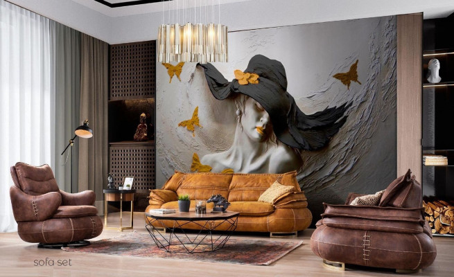 Sofà 3+1+1 posti Poltrona Design Divano Imbottito Moderno 3 pezzi