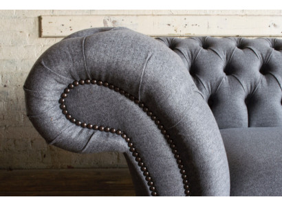 Chesterfield divano a 3 posti in pelle tessile stile moderno in stile stoffa
