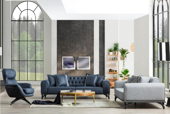 Poltrona singola Comfort stile moderno medio morbido Blu Lussuoso