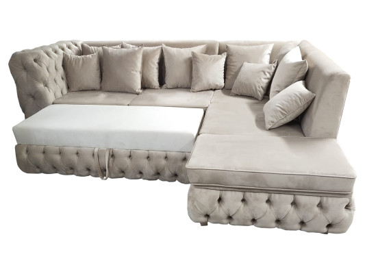Chesterfield divano angolare a L con funzione letto in tessuto di lusso divano 340 x 220