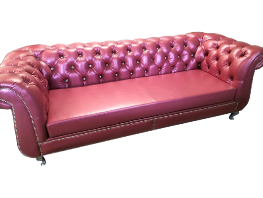 Divano Chesterfield a 4 posti, divani di lusso in pelle per il soggiorno.