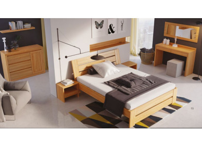 Set da camera da letto 5 pezzi. Letto 2 comodini + Tavolo da trucco con specchio Mobili in legno massello Nuovo