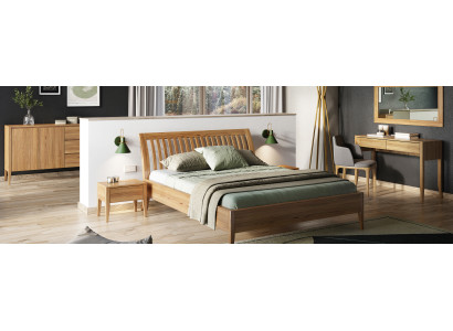 Camera da letto in vero legno - Set 6 pezzi: 2 comodini, tavolo trucco, cassettiera, specchio.