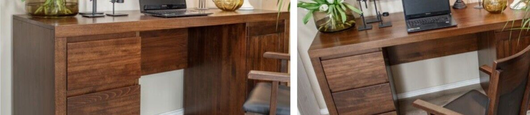 Ufficio set di arredi scrivania + sedia in legno massiccio mobili quercia massello