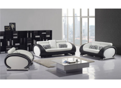 Sofà design Divani 3-2-1 sedute Set divani in pelle Imbottiti