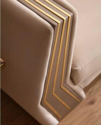 Divano di lusso a 3 posti con rivestimento in legno e pelle per il soggiorno, nuovi.