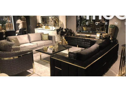 Divano 3 posti + 3 poltrone gruppo di divani set di lusso in velluto gruppo di tessuti