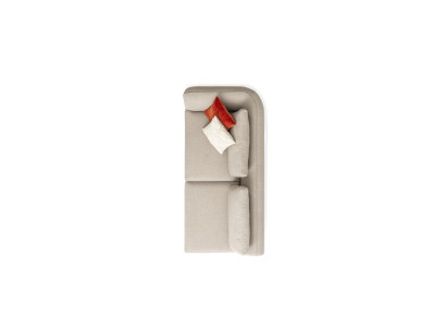 Comodo divano a 5 posti in beige sobrio e design moderno.