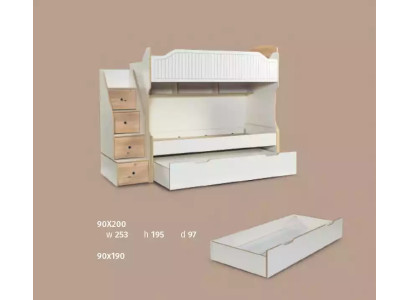 Letto a castello a due piani per bambini camera da letto per bambini bianco.