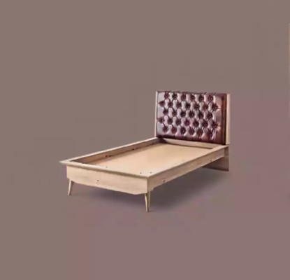 Letto loft in legno Chesterfield 100x200 cm. Struttura del letto con testata imbottita.