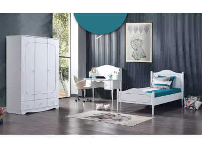 Stanza completa Camera da letto Mobili Scrivania Letto Armadio 3 pezzi.