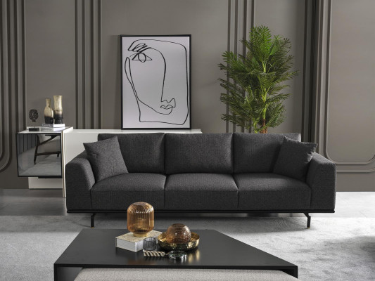 Divano a 4 posti 4 posti Sofa Moderno Grigio Design Tessuto Poliestere Nuovo