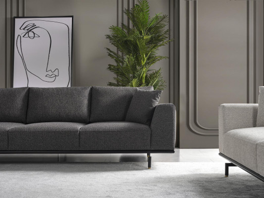 Divano a 4 posti 4 posti Sofa Moderno Grigio Design Tessuto Poliestere Nuovo