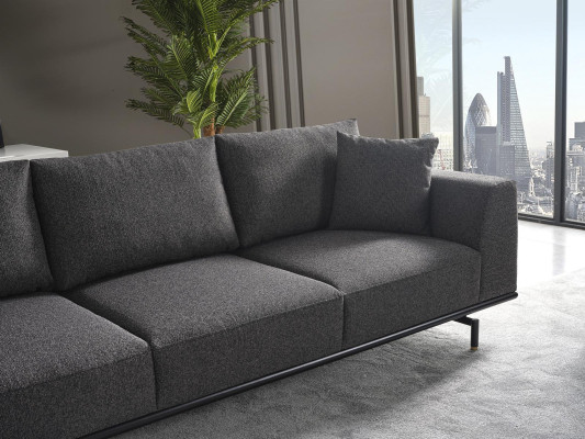 Divano a 4 posti 4 posti Sofa Moderno Grigio Design Tessuto Poliestere Nuovo