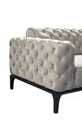 Divano a tre posti 3 posti in tessuto bianco Chesterfield soggiorno nuovo