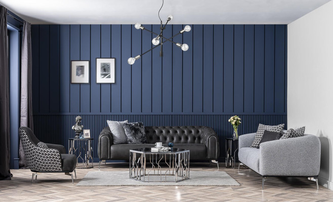 Poltrona in ecopelle per soggiorno in poliestere nero design.