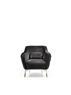 Poltrona Chesterfield Sedia ad Ala Tessuto Soggiorno Poliestere Nero