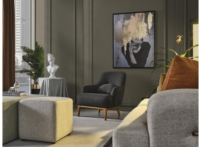 Poltrona poltrona moderna in tessuto poliestere grigio design seduta.