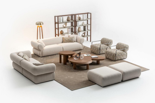 Sofà set 6 pezzi. Divano con seduta e pouf Set salotto design moderno