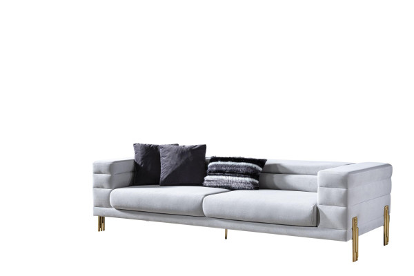 Set di divani di lusso Divano 4 posti Poltrona Tessuto Moderno Bianco Moderno